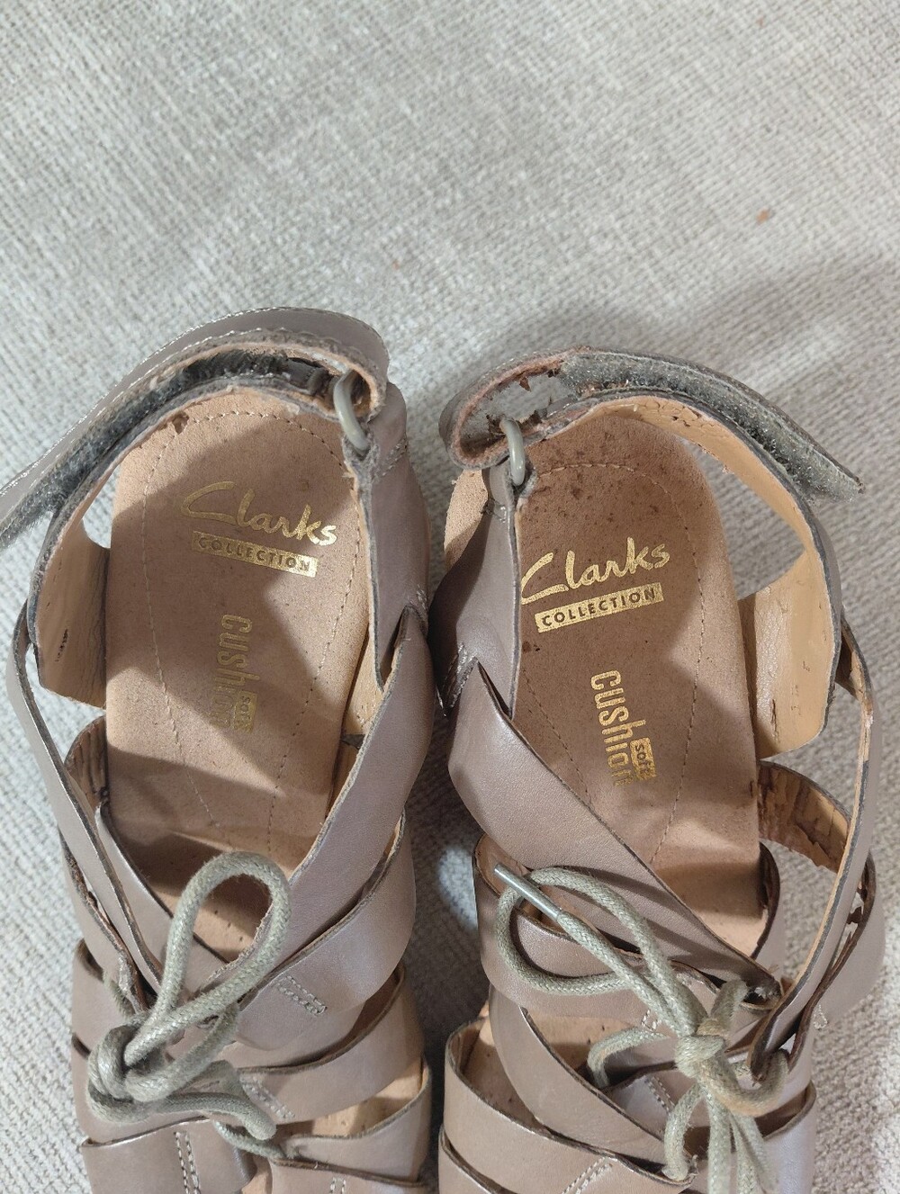 Clarks Taupe Lace-Up Wedge Sandals - Picture 5 of 13